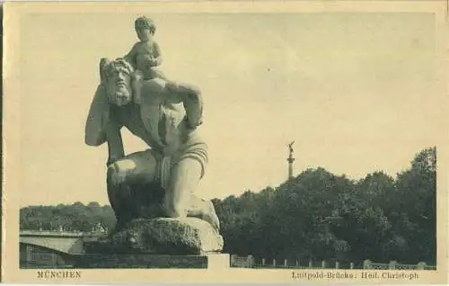 München - Luitpold Brücke Heiliger Christoph - Verlag J. Velten Karlsruhe 20er Jahre