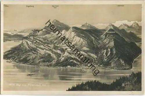 Die Rigi vom Bürgenstock aus gesehen - Künstlerkarte - Wehrliverlag Kilchberg