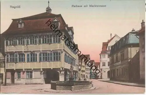 Nagold - Rathaus mit Marktstrasse - Verlag H. Rubin & Co. Dresden-Blasewitz