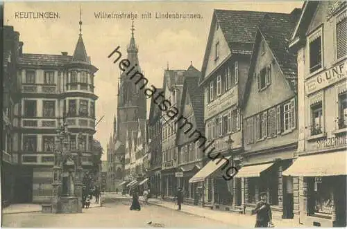 Reutlingen - Wilhelmstrasse mit Lindenbrunnen - Verlag Richard Fischbach Reutlingen