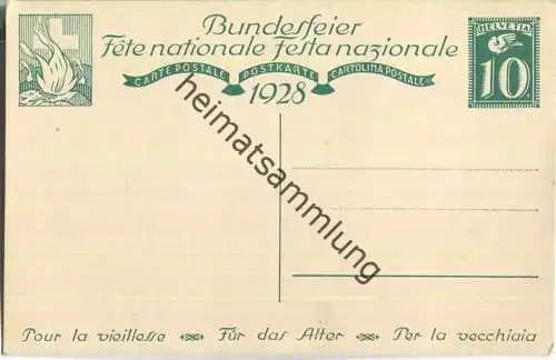 Bundesfeier-Postkarte 1928 - 10 Cts - Prof. Ed. Renggli Alter Mann mit Mädchen  - Zugunsten des Alters