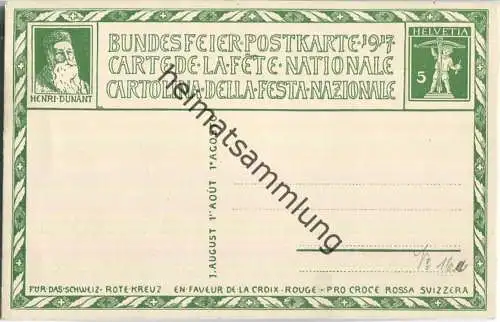 Bundesfeier-Postkarte 1917 - 5 Cts E. Burnand Helvetia - Zugunsten des Schweizerischen Roten Kreuzes