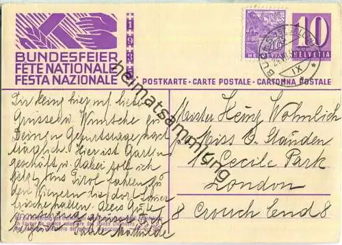 Bundesfeier-Postkarte 1935 - 10 Cts - E. Hermes Freiwilliger Arbeitsdienst