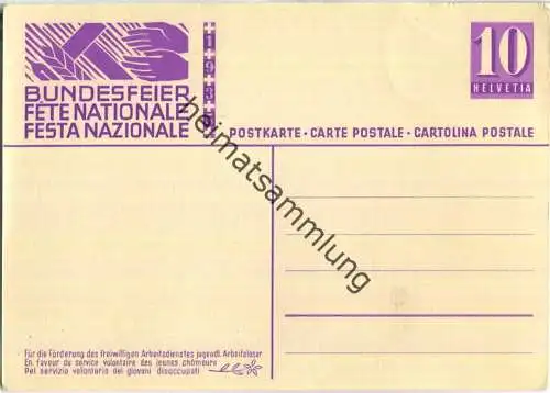 Bundesfeier-Postkarte 1935 - 10 Cts - E. Hermes Freiwilliger Arbeitsdienst