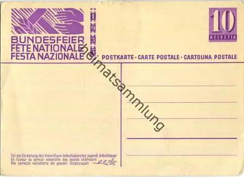 Bundesfeier-Postkarte 1935 - 10 Cts - O. Landolt Vorbereitung der Augustfeier