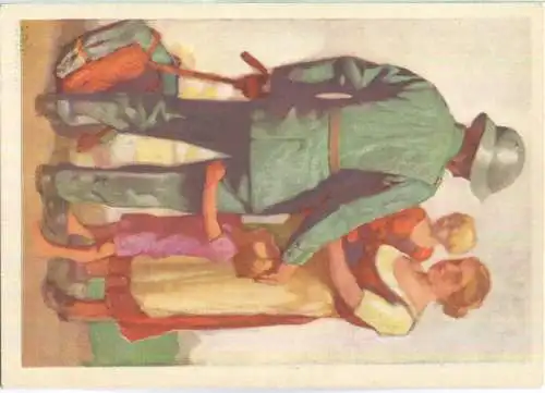 Bundesfeier-Postkarte 1929 - 40 Cts - E. Hodel Wehrmann mit Familie - Zugunsten der schweizerischen Nationalspende