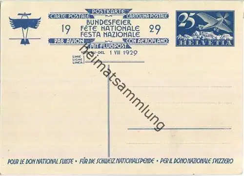 Bundesfeier-Postkarte 1929 - 25 Cts - E. Hodel Wehrmann mit Familie - Zugunsten der schweizerischen Nationalspende