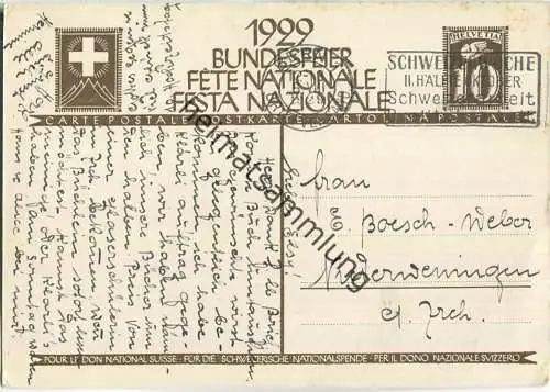 Bundesfeier-Postkarte 1929 - 10 Cts - E. Hodel Wehrmann mit Familie - Zugunsten der schweizerischen Nationalspende