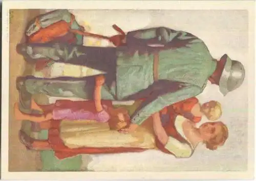 Bundesfeier-Postkarte 1929 - 10 Cts - E. Hodel Wehrmann mit Familie - Zugunsten der schweizerischen Nationalspende