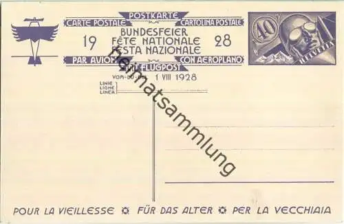 Bundesfeier-Postkarte 1928 - 40 Cts - Prof. Ed. Renggli Alter Mann mit Mädchen - Zugunsten des Alters