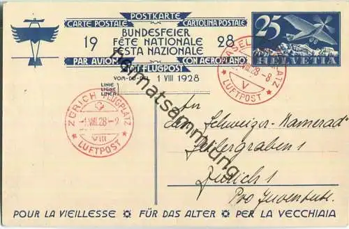 Bundesfeier-Postkarte 1928 - 25 Cts - Prof. Ed. Renggli Alter Mann mit Mädchen - Zugunsten des Alters