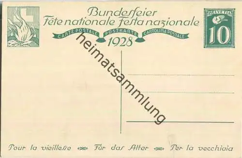 Bundesfeier-Postkarte 1928 - 10 Cts - Prof. Ed. Renggli Alter Mann mit Mädchen  - Zugunsten des Alters