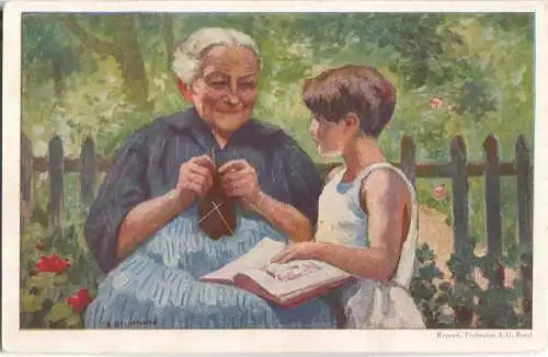 Bundesfeier-Postkarte 1928 - 10 Cts - Emil Beurmann alte Frau und Mädchen - Zugunsten des Alters - gelaufen