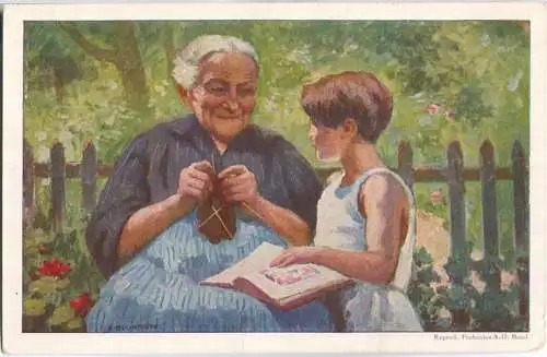 Bundesfeier-Postkarte 1928 - 10 Cts - Emil Beurmann alte Frau und Mädchen - Zugunsten des Alters