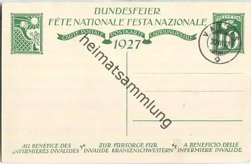 Bundesfeier-Postkarte 1927 - 10 Cts - Eug. Burnand Schwester am Krankenbett - Zugunsten invalider Krankenschwestern