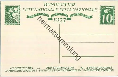 Bundesfeier-Postkarte 1927 - 10 Cts - Eug. Burnand Schwester am Krankenbett - Zugunsten invalider Krankenschwestern