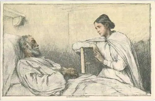 Bundesfeier-Postkarte 1927 - 10 Cts - Eug. Burnand Schwester am Krankenbett - Zugunsten invalider Krankenschwestern
