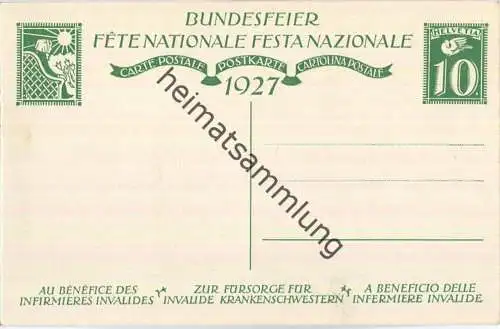 Bundesfeier-Postkarte 1927 - 10 Cts - Carl Liner Knabe mit Fahne - Zugunsten invalider Krankenschwestern