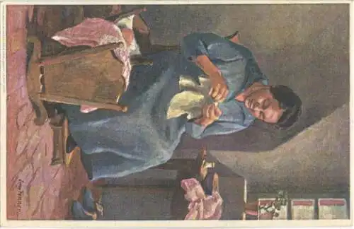 Bundesfeier-Postkarte 1926 - 10 Cts - Emmy Fenner Mutter mit Kind in Wiege - Zugunsten notleidender Mütter - gelaufen