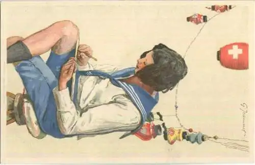 Bundesfeier-Postkarte 1925 - 10 Cts - G. Jeanneret Zeichnender Knabe - Zugunsten der Taubstummen