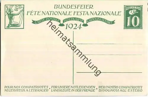 Bundesfeier-Postkarte 1924 - 10 Cts - Aug. Herzog Auslandsschweizer - Zugunsten notleidender Landsleute in der Fremde