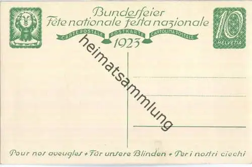 Bundesfeier-Postkarte 1923 - 10 Cts - J.E. Hugentobler Blinder Mann - Zugunsten der Blindenfürsorge