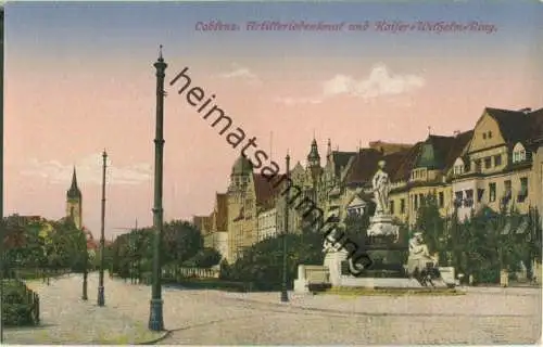 Coblenz - Artilleriedenkmal und Kaiser-Wilhelm-Ring - Verlag Karl Fischer Eltville 20er Jahre