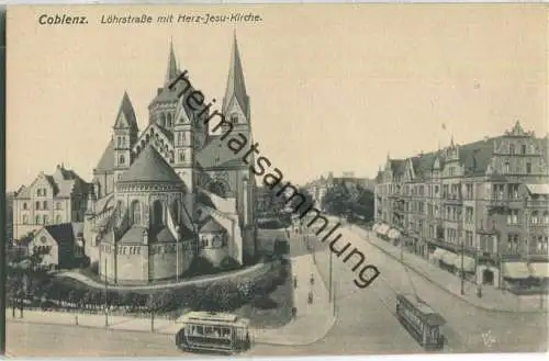 Coblenz - Löhrstrasse mir Herz-Jesu-Kirche - Verlag Ottmar Zieher München 20er Jahre