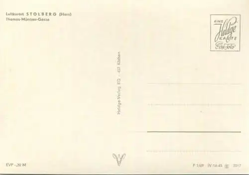 Stolberg - Thomas-Müntzer-Gasse - Foto-AK Grossformat - Heldge-Verlag KG Köthen