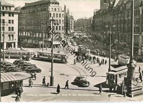 Hamburg - Mönckebergstraße - Rathausmarkt - Straßenbahn - Foto-Ansichtskarte