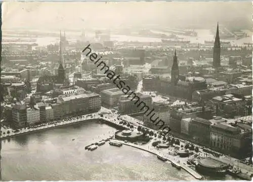 Hamburg - Rathaus - Ballindamm - Foto-Ansichtskarte - Verlag Deutsche Luftbild Hamburg-Flughafen