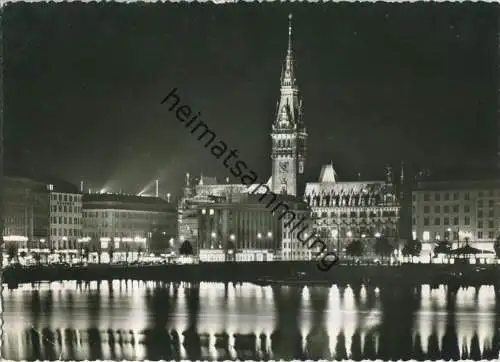 Hamburg - Rathaus im Lichterglanz - Foto-Ansichtskarte - Verlag Hans Andres Hamburg