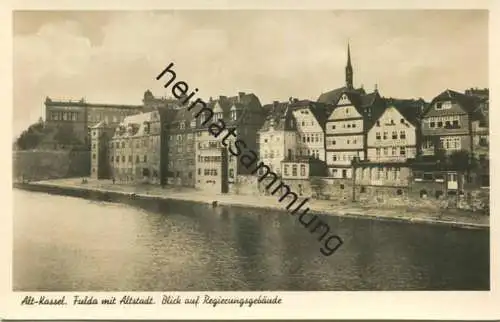 Kassel - Fulda mit Altstadt - Blick auf Regierungsgebäude - Foto-AK - Verlag Bruno Hansmann Kassel