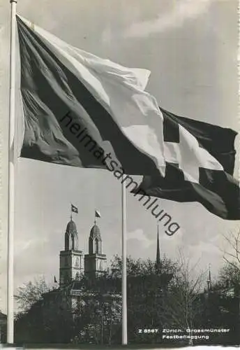 Zürich - Grossmünster Festbeflaggung - Foto-Ansichtskarte - Verlag Beringer & Pampaluchi Zürich