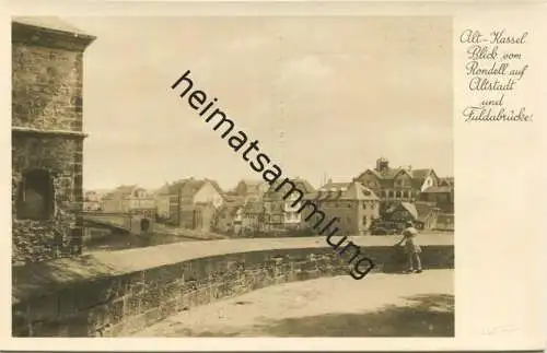Kassel - Blick vom Rondell auf Altstadt und Fuldabrücke - Foto-AK - Verlag Bruno Hansmann Kassel