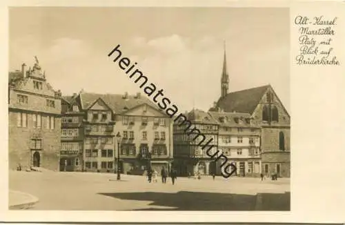 Kassel - Marställer Platz mit Blick auf Brüderkirche - Foto-AK - Verlag Bruno Hansmann Kassel