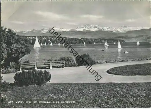 Zürich - Blick vom Mythenquai in die Glarneralpen - Foto-Ansichtskarte - Verlag E. Furter Zürich