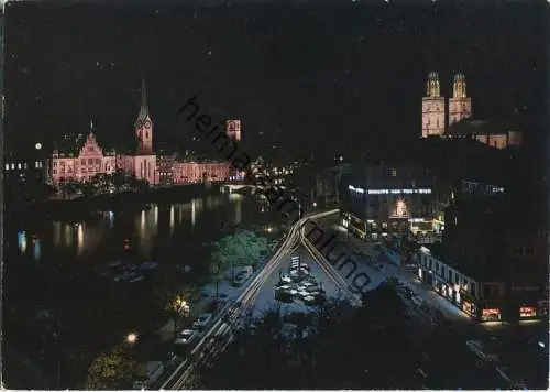 Zürich - Limmatquai - Nacht - Foto-Ansichtskarte - Verlag Beringer & Pampaluchi Zürich