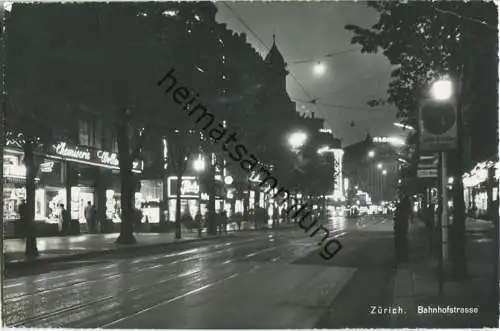 Zürich - Bahnhofsstrasse - Nacht - Foto-Ansichtskarte - Verlag Photoglob-Wehrli AG Zürich