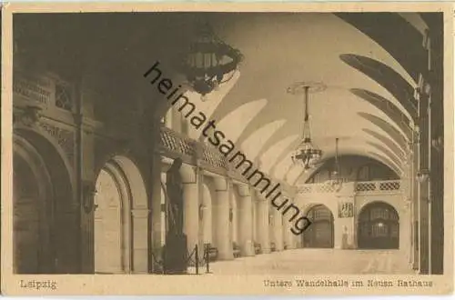 Untere Wandelhalle im Neuen Rathaus - Verlag Fischer & Wittig Leipzig