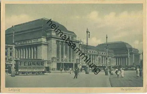Leipzig - Hauptbahnhof - Strassenbahn - Verlag Fischer & Wittig Leipzig 20er Jahre