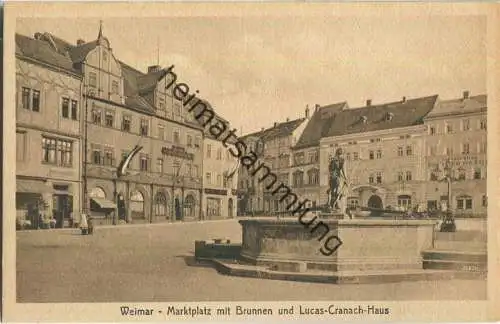 Weimar - Marktplatz mit Brunnen und Lucas-Cranach-Haus - Verlag Buchbinder Innung Weimar