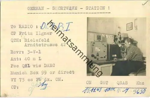 QSL - QTH - Funkkarte - DL3BI - Bielefeld - 1949