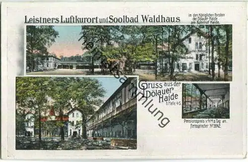 Gruss aus Dölauer Heide - Leistners Luftkurort Soolbad Waldhaus - Feldpost Dölau Bz. Halle