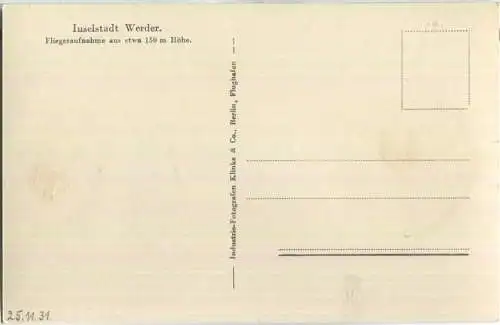 Werder-Havel - Inselstadt - Luftbildaufnahme - Verlag Klinke & Co. Berlin 30er Jahre