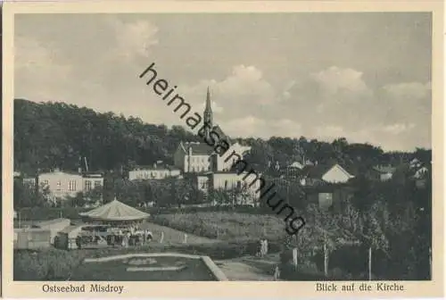 Misdroy - Pommern - Blick auf die Kirche - Karussell - Verlag H. Rubin & Co. Lübeck 30er Jahre