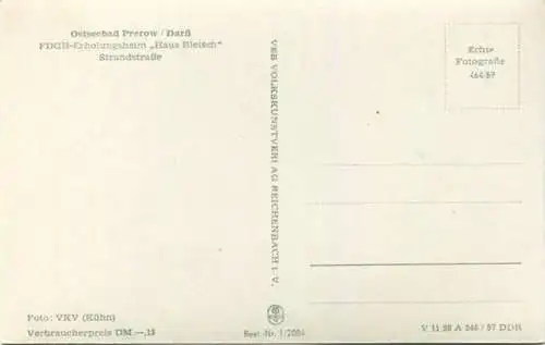 Prerow - Strandstraße FDGB-Erholungsheim "Haus Bleisch" - Foto-AK - VEB Volkskunstverlag Reichenbach