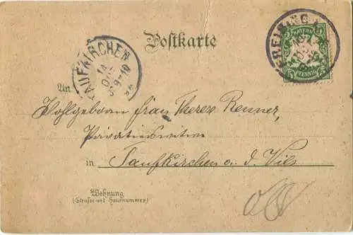 Freising - Nachtkarte - Verlag J. G. Wölfle Freising - gel. 1898