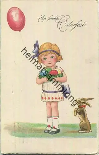 Ein frohes Osterfest - Mädchen mit Luftballon - Hase