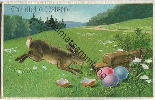 Fröhliche Ostern - Osterhase - Prägedruck